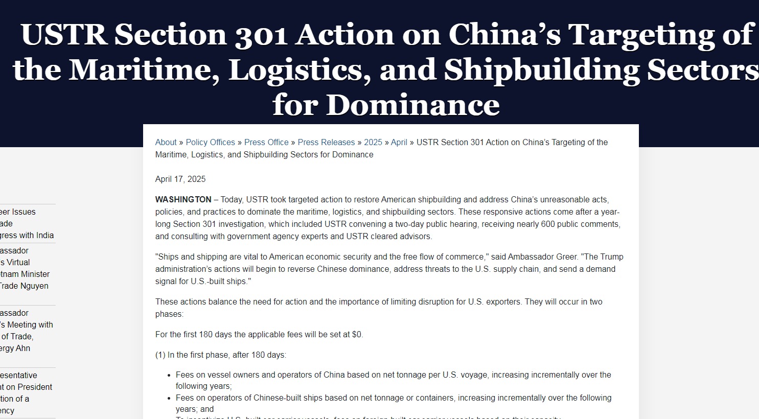 U.S. Port Fees Coming Soon: How Global Shipping Giants Are Responding