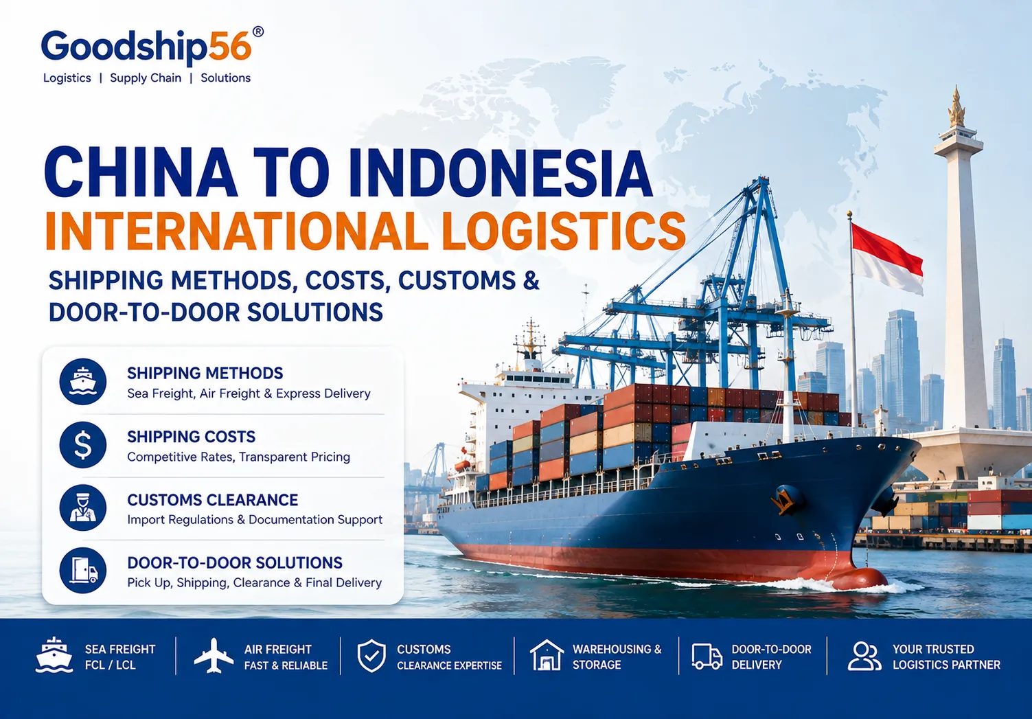China to Indonesia International Logistics: Shipping Methods, Costs, Customs & Door-to-Door Solutions