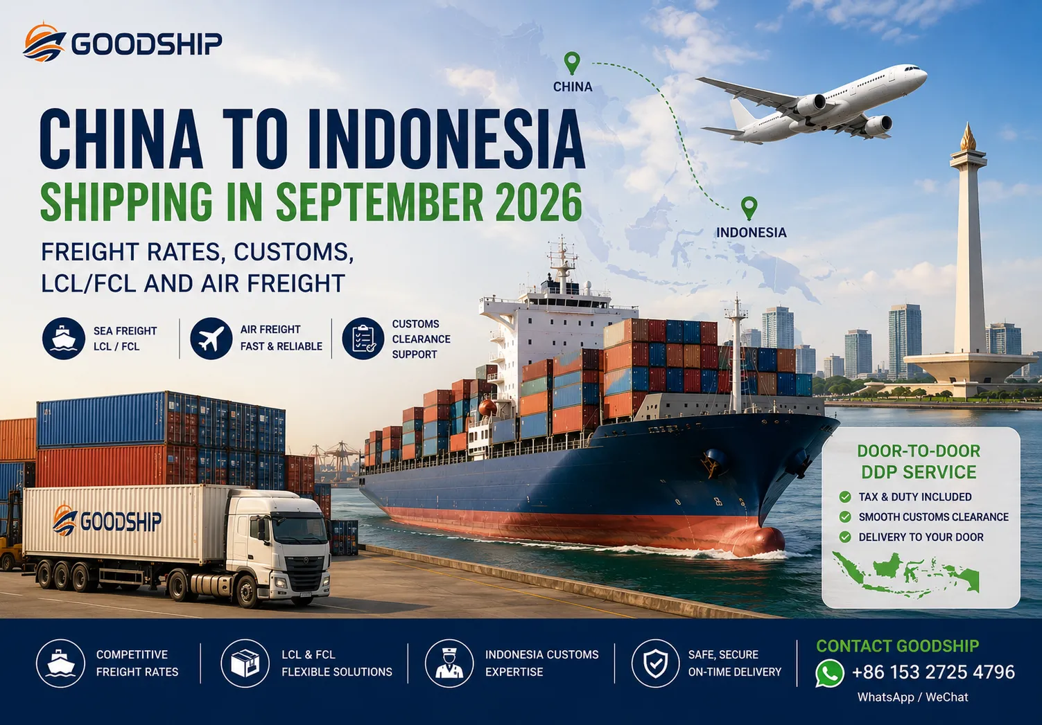 China to Indonesia Shipping in September 2026: Freight Rates, Customs, LCL/FCL and Air Freight